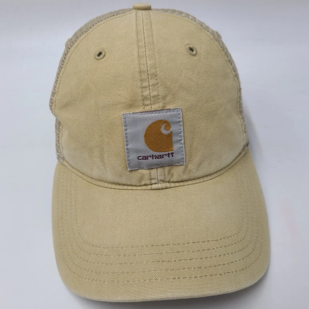 Carhartt‎ Hat Snapback Trucker Mesh Gold Beige Workwear Outdoors Hunt Fish Men